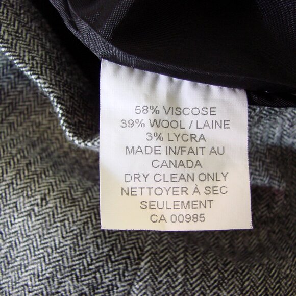 Holt Renfrew Gray Black Wool Blend Pencil Skirt Herringbone Work Office Size 4 - Picture 3 of 13